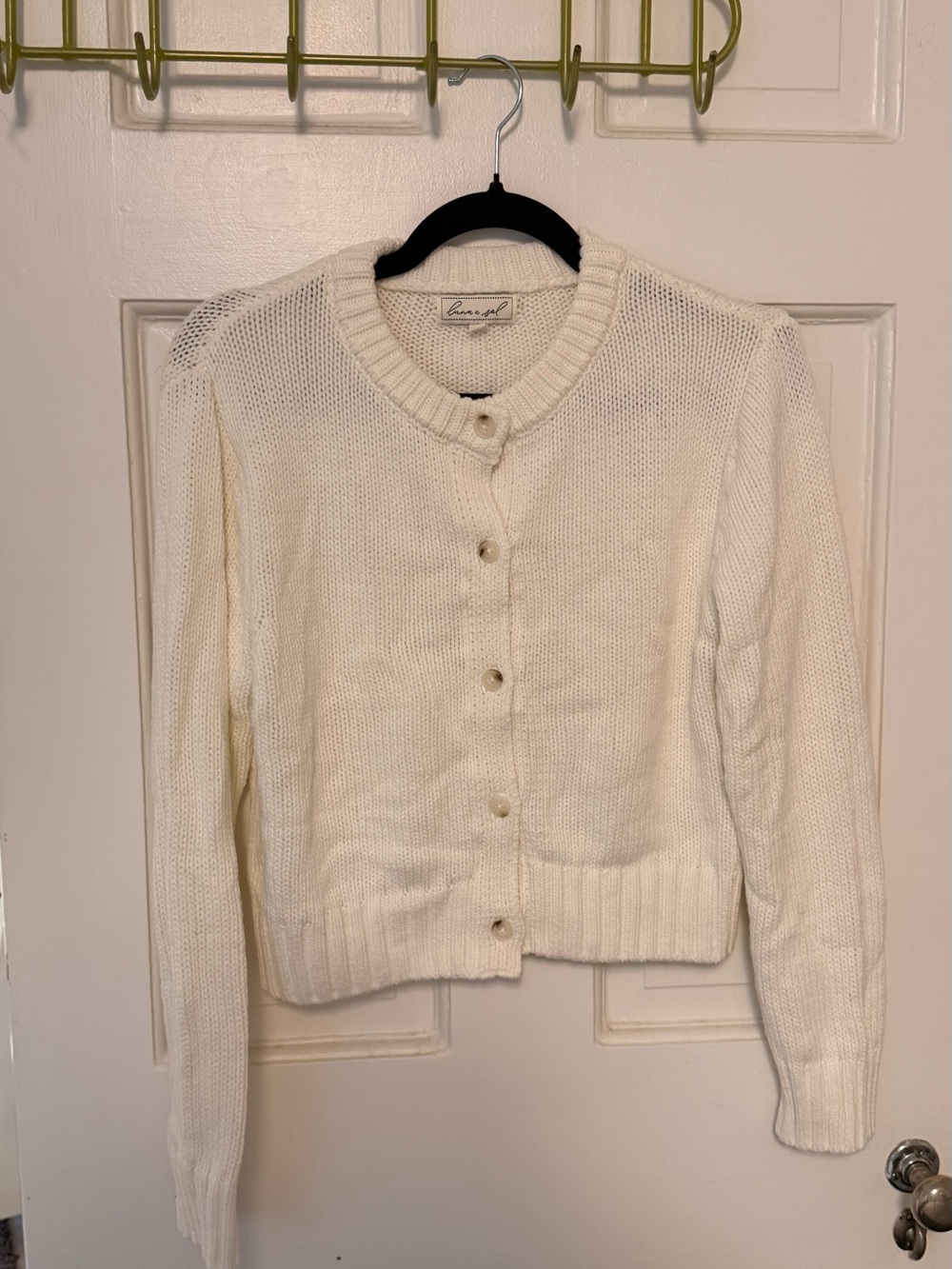 Women's Cream Button-Up Knit Sweater Cardigan